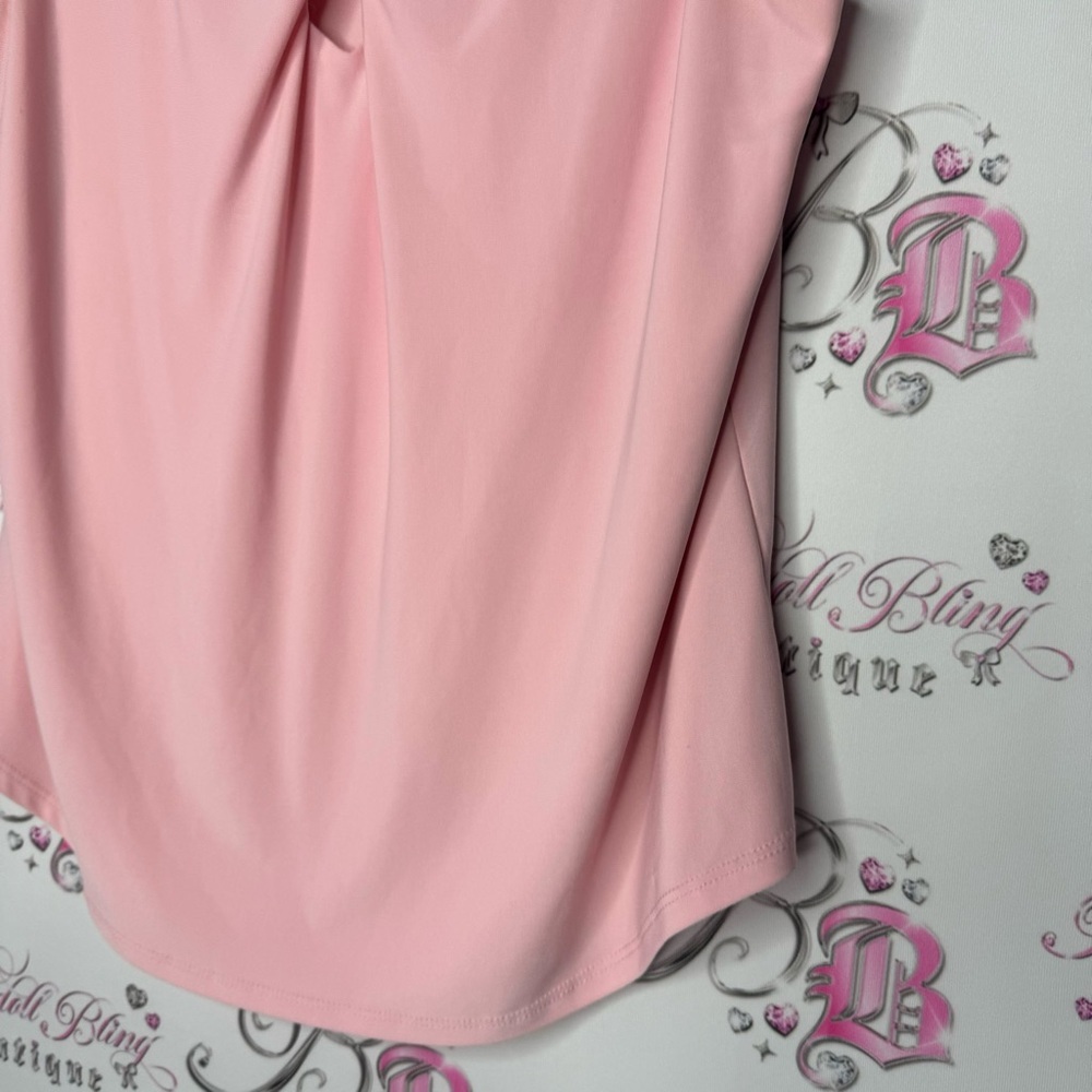 Melanie Lyne top tank pink twist front design luxury formal shirt  stretchy - Picture 4 of 8